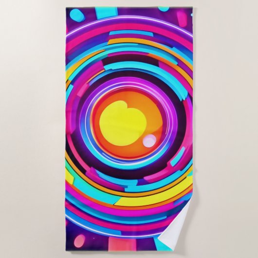 Neon Circle Vortex Muster Strandtuch (Vorderseite)