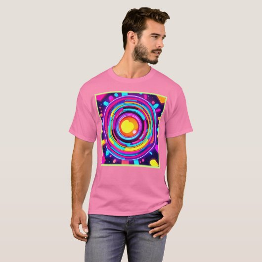 Neon Circle Vortex Muster T-Shirt (Vorne ganz)