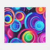 Neon Circles Abstrakt Art Fleecedecke (Vorderseite (Horizontal))