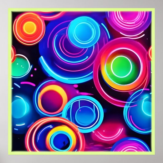 Neon Circles Abstrakt Art Poster (Vorne)