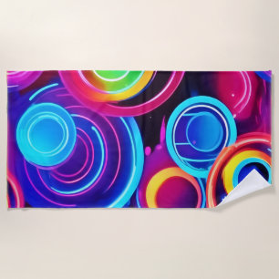 Neon Circles Abstrakt Art Strandtuch