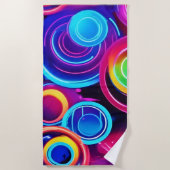 Neon Circles Abstrakt Art Strandtuch (Vorderseite)
