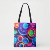 Neon Circles Abstrakt Art Tasche (Vorderseite)