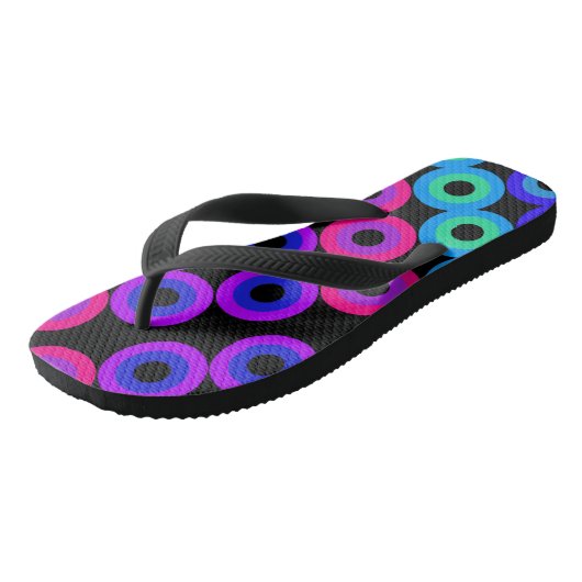 Neon Circles Badesandalen (Schrägansicht)