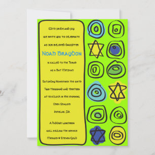NEON CIRCLES und SQUARE Bar Bat Mitzvah Einladung