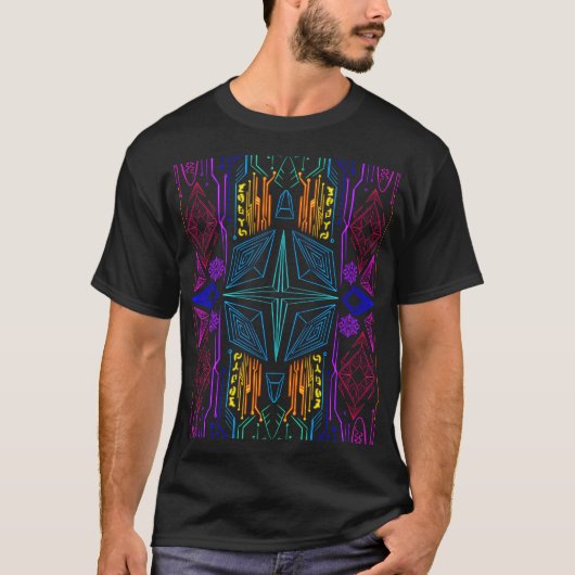 Neon Circuitry Geometric T-Shirt (Vorderseite)