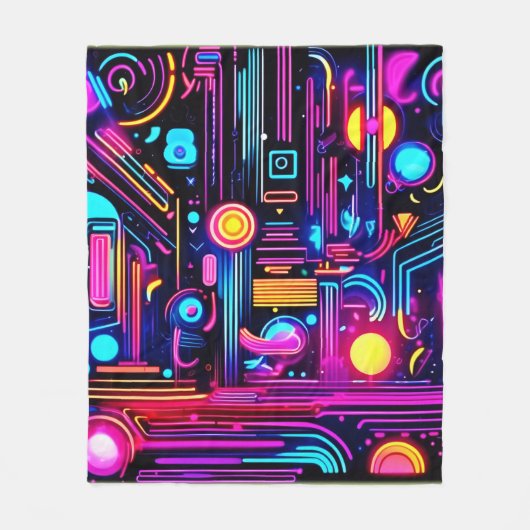 Neon Circuitys Dreams Fleecedecke (Vorderseite)