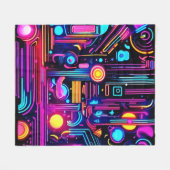 Neon Circuitys Dreams Fleecedecke (Vorderseite (Horizontal))