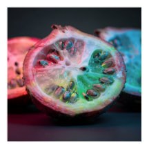 Neon Citrus Exotischer Fruchtkunstposter II | Lebe