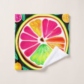 Neon Citrus Fruit Fiesta Badhandtuch Set (Waschlappen)