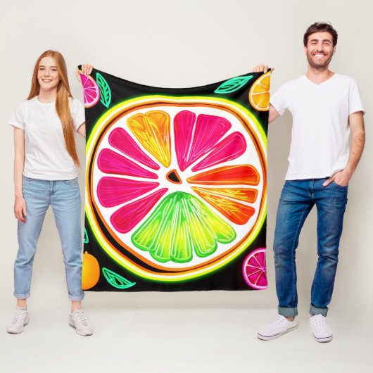 Neon Citrus Fruit Fiesta Fleecedecke (Beispiel)