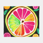 Neon Citrus Fruit Fiesta Fleecedecke (Vorderseite (Horizontal))