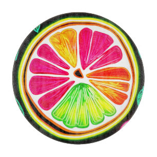 Neon Citrus Fruit Fiesta Schneidebrett