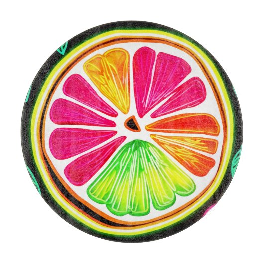 Neon Citrus Fruit Fiesta Schneidebrett (Vorderseite)