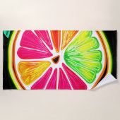 Neon Citrus Fruit Fiesta Strandtuch (Vorderseite)
