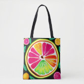 Neon Citrus Fruit Fiesta Tasche (Vorderseite)