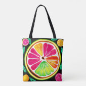 Neon Citrus Fruit Fiesta Tasche (Rückseite)