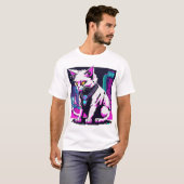 Neon City Cyberpunk Cat T-Shirt (Vorne ganz)