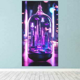 Neon City Dome Leinwanddruck