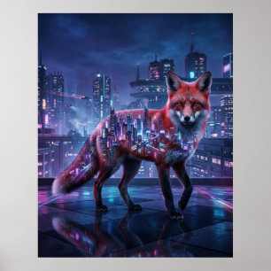 Neon City Fox Fata Morgana Poster