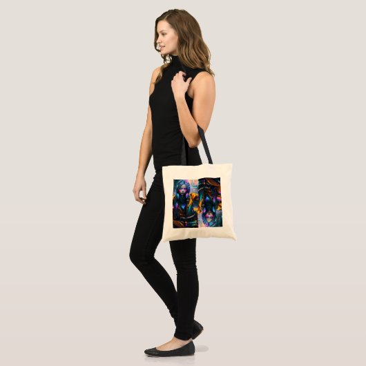 Neon City Girl Tote Bag Tragetasche (Vorderseite (Model))
