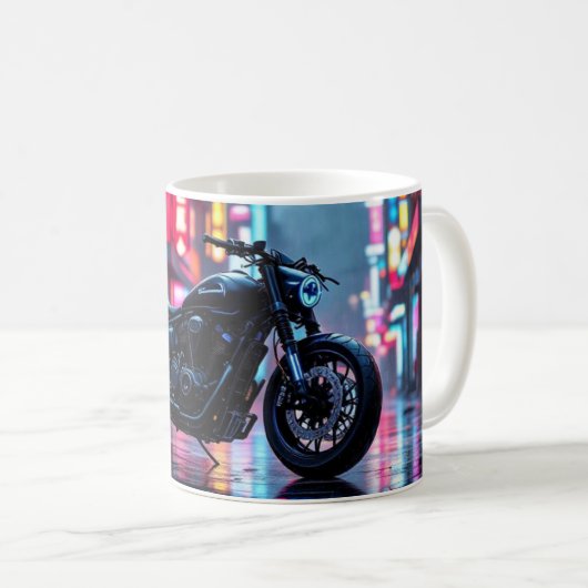 Neon City Motorcycle Kaffeetasse (VorderseiteRechts)