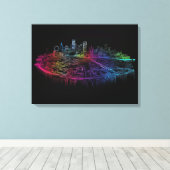 Neon City Skyline Leinwanddruck (Insitu (Holzboden))