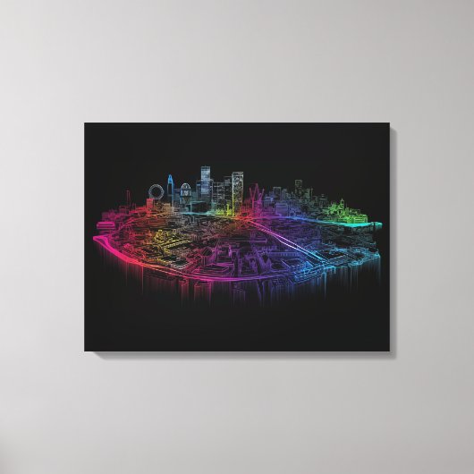Neon City Skyline Leinwanddruck (Vorderseite)