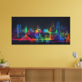 Neon City Skyline Leinwanddruck (Insitu (Wohnzimmer))