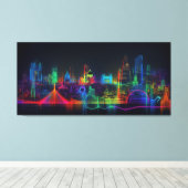 Neon City Skyline Leinwanddruck (Insitu (Holzboden))