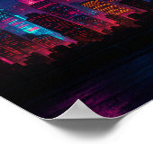Neon City Skyline: Retro-Futurismus Poster (Ecke)