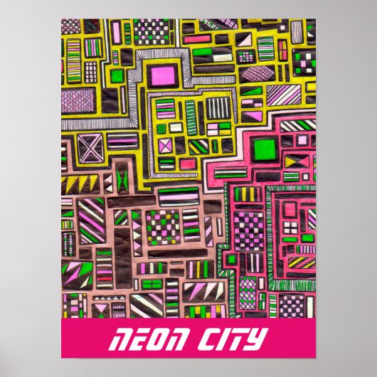Neon City Slogan futuristische Pop Art Poster (Vorne)