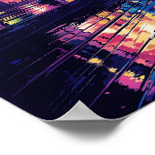 Neon City Street Buzz - Vibranly Illustration Styl Poster (Ecke)