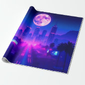 Neon City Synthwave Sunset XL Area Rug Geschenkpapier (Ungerollt)