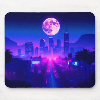 Neon City Synthwave Sunset XL Gaming Desk Mat Mousepad