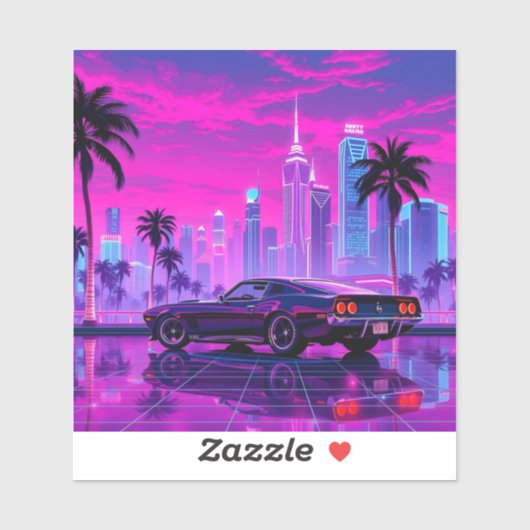 Neon City Tour mit dem Auto Nr. 1 Sticker (Blatt)