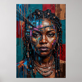 Neon City Urbaner Afrofuturismus Schwarze Königinn Poster