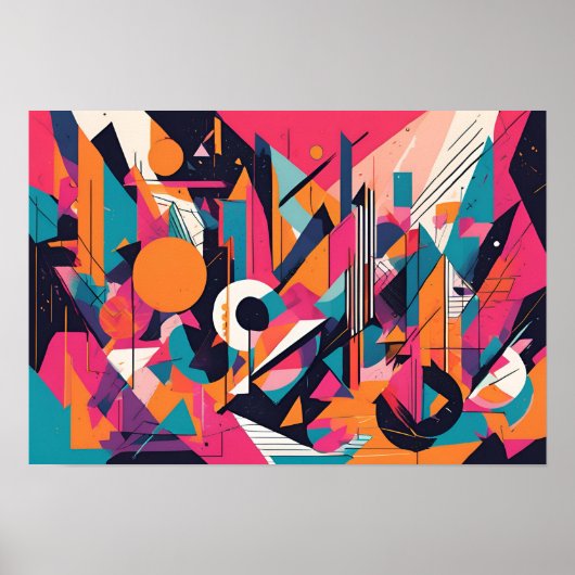 Neon City Vibes - Abstrakte geometrische Wall Art Poster (Vorne)