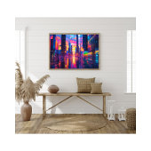 Neon Cityscape bei Sunset Futuristic Urban Fotodruck