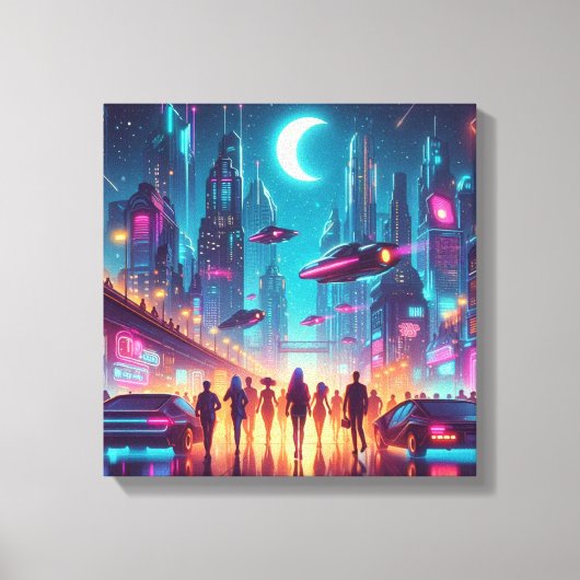 Neon Cityscape Leinwanddruck (Vorderseite)