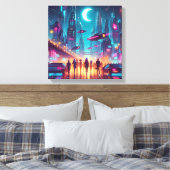 Neon Cityscape Leinwanddruck (Insitu (Schlafzimmer))