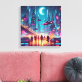 Neon Cityscape Leinwanddruck (Insitu (Wohnzimmer))