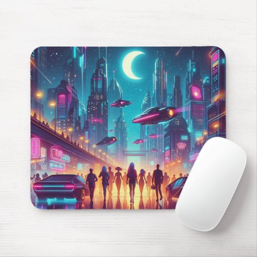 Neon Cityscape Mousepad (Mit Mouse)