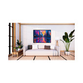 Neon Cityscape Reflections at Sunset Futuristic Fotodruck