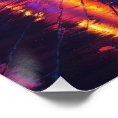 Neon Cityscape Reflections at Sunset Futuristic Poster (Ecke)