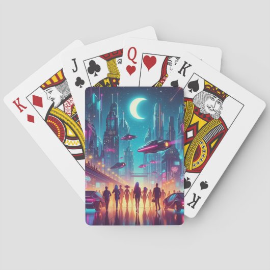 Neon Cityscape Spielkarten (Rückseite)
