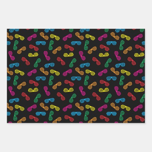 Neon Classic Sonnenbrillen Muster Geschenkpapier Set (Vorderseite)