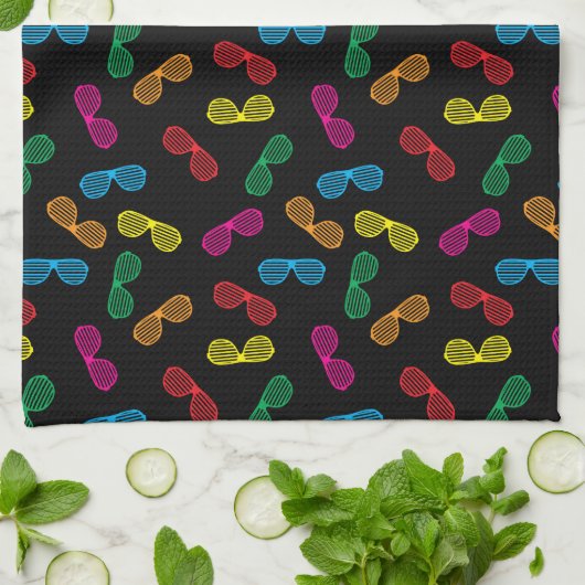 Neon Classic Sonnenbrillen Muster Geschirrtuch (Gefaltet)