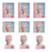 Neon Coastal Beauty mit Sonnenbrille Aufkleber (Vorderseite)