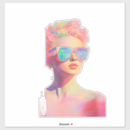 Neon Coastal Beauty mit Sonnenbrille Aufkleber